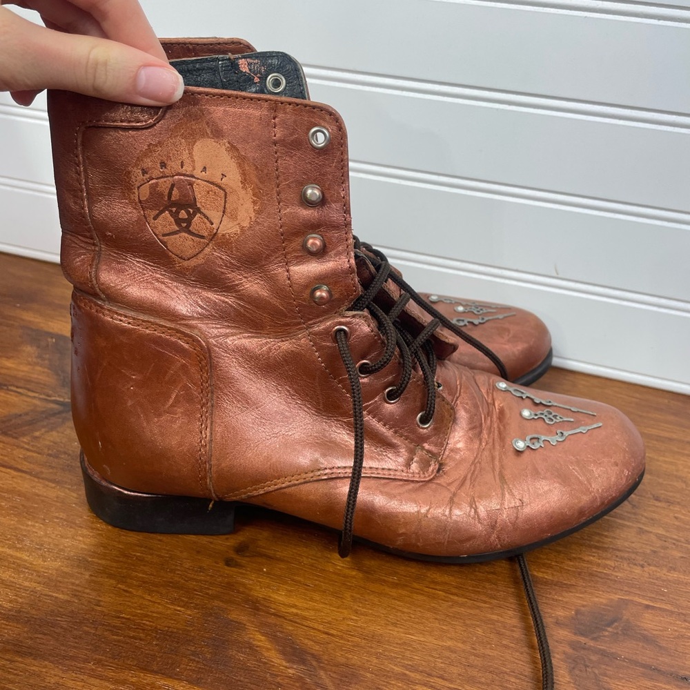 Ariat Vintage Lace Up Advanced Torque Stabilized Bejeweled Boots 8.5 Women’s - Picture 12 of 14